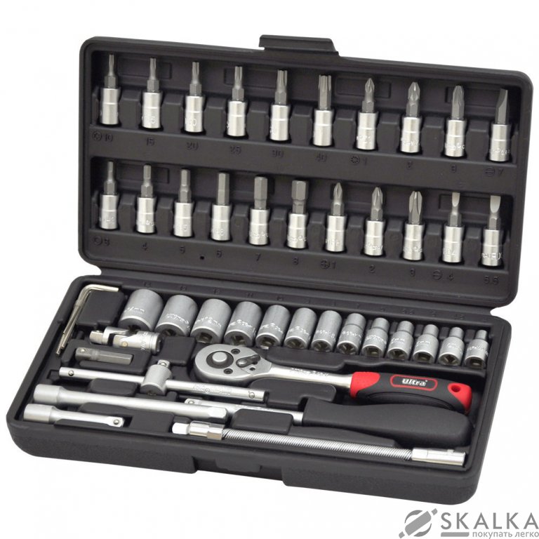 Набор бит и насадок торцевых Ultra ¼" 46шт CrV Taiwan (6003162) На фото Набор бит и насадок торцевых Ultra ¼" 46шт CrV Taiwan (6003162)