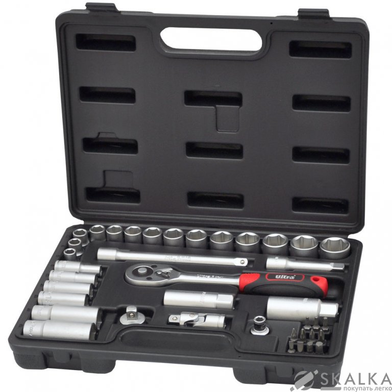 На фото Набор насадок торцевых и биты Ultra ⅜" 39шт CrV Taiwan (6003092)
