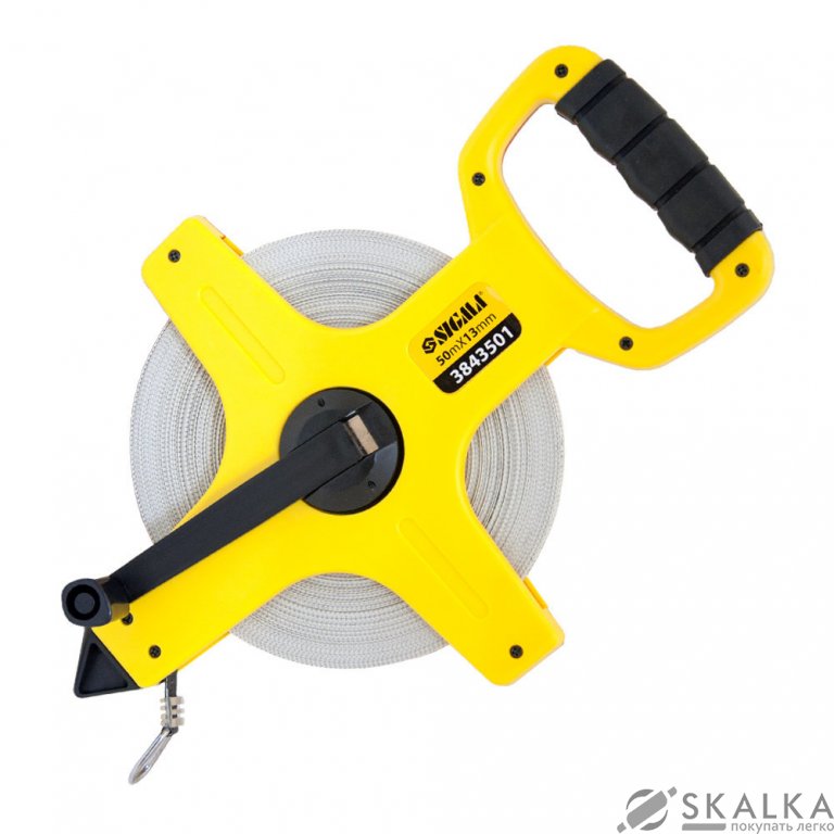 На фото Рулетка 50м*13мм геодезическая (стекловолокно)
