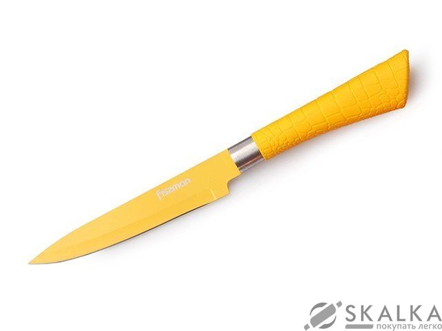 Кухонный нож Fissman Arcobaleno Универсальный 130 мм Yellow (KN-2295.UT) На фото Кухонный нож Fissman Arcobaleno Универсальный 130 мм Yellow (KN-2295.UT)