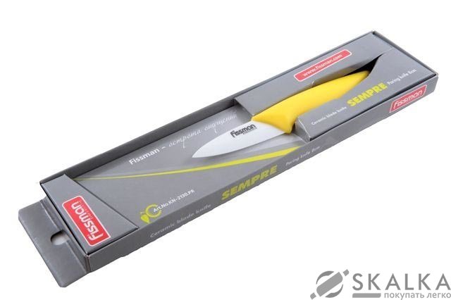 На фото Кухонный нож Fissman Sempre для овощей 80 мм Yellow (KN-2130.PR)