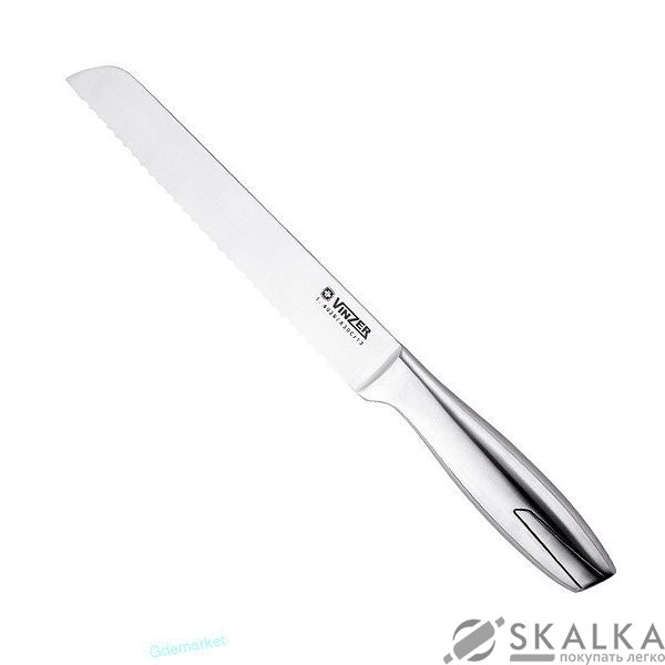 На фото Кухонный нож Vinzer для хлеба 203 мм Silver (89317)
