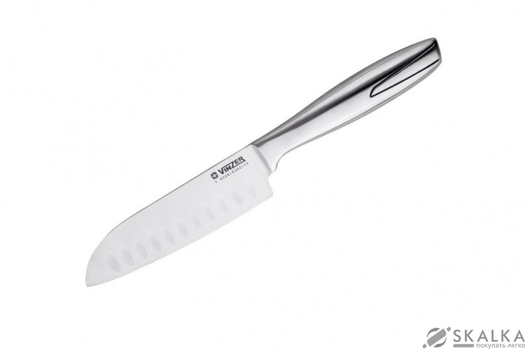 Кухонный нож Vinzer Сантоку 127 мм Silver (89314) На фото Кухонный нож Vinzer Сантоку 127 мм Silver (89314)