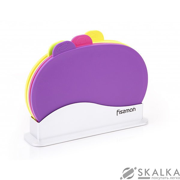 На фото Набор Fissman 4 доски 30 см пластик + подставка (AY-7243.CB)