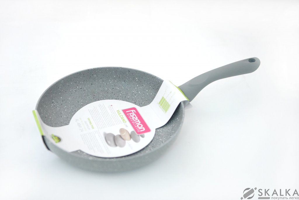 На фото Сковородка VULCANO 24 см с каменным антипригарным покрытием индукционное дно (AL-4941.24)
