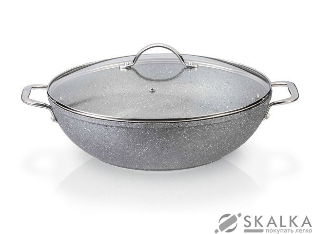 На фото Сковорода-вок с крышкой Fissman MOON STONE 28 см (AL-4411.28)