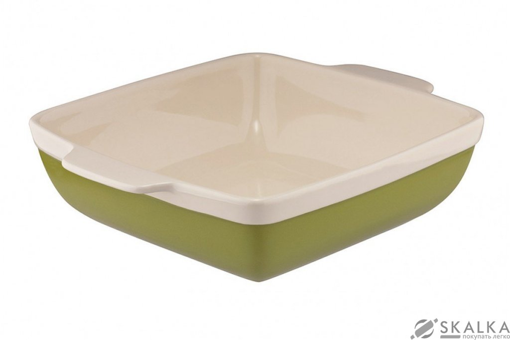 На фото Форма для запекания Granchio Natura Oliva Green Ceramica collection квадратная 25 х 25 см (88513)