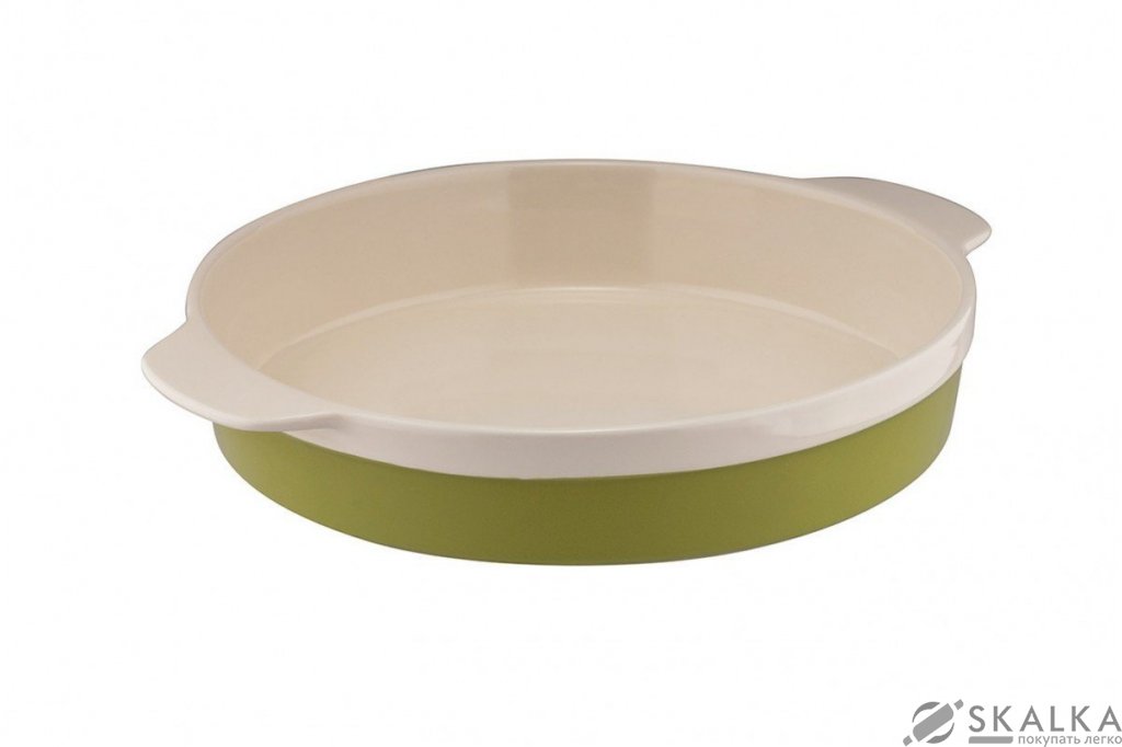 На фото Форма для запекания Granchio Natura Oliva Green Ceramica collection круглая Ø 28 см (88514)