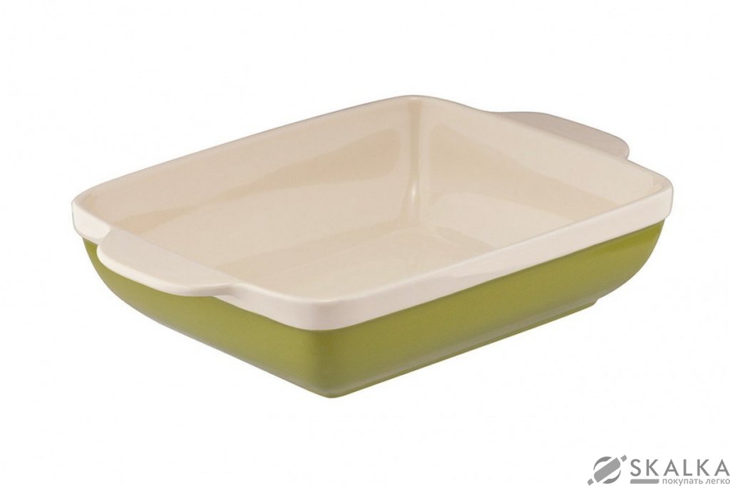 На фото Форма для запекания Granchio Natura Oliva Green Ceramica collection прямоугольная 33 х 23 см (88511)