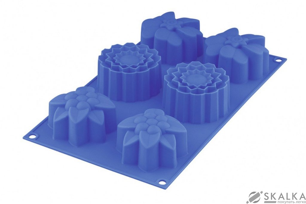 На фото Форма для маффинов SilicoFlex collection 6 шт. Весенний цветок 30 x 17 cм (88432)