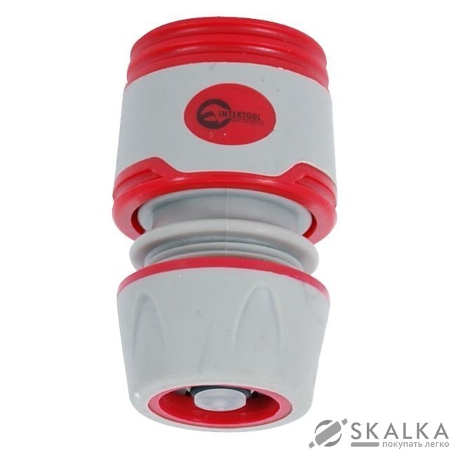 Конектор Intertool с аквастопом 1/2" для шланга 1/2" (GE-1119) На фото Конектор Intertool с аквастопом 1/2" для шланга 1/2" (GE-1119)