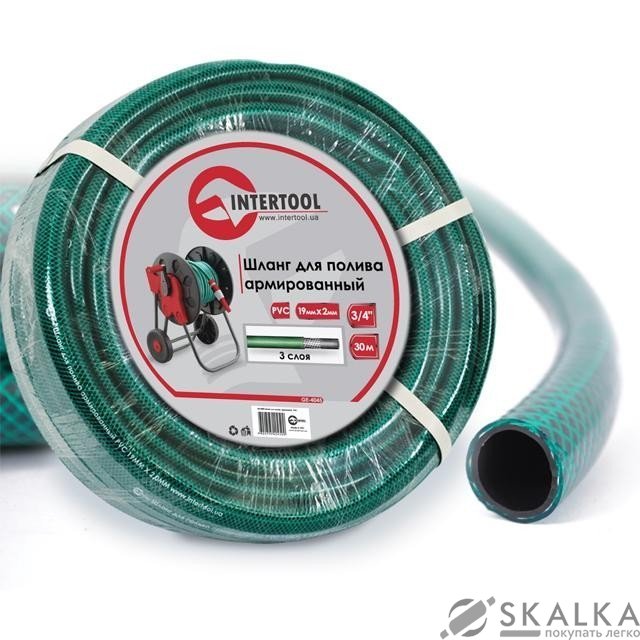 Шланг Intertool для полива 3-х слойный 3/4", 30м, армированный PVC (GE-4045) На фото Шланг Intertool для полива 3-х слойный 3/4", 30м, армированный PVC (GE-4045)