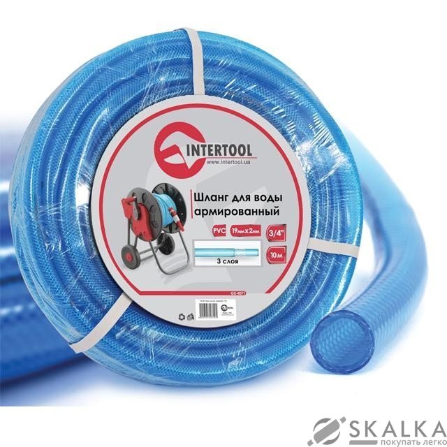 Шланг Intertool для воды 3-х слойный 3/4", 10м, армированный, PVC (GE-4071) На фото Шланг Intertool для воды 3-х слойный 3/4", 10м, армированный, PVC (GE-4071)