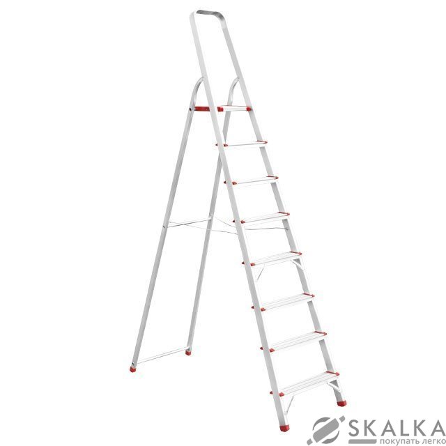 На фото Стремянка алюминиевая Intertool 8 ступеней, высота 1720мм (LT-1008)