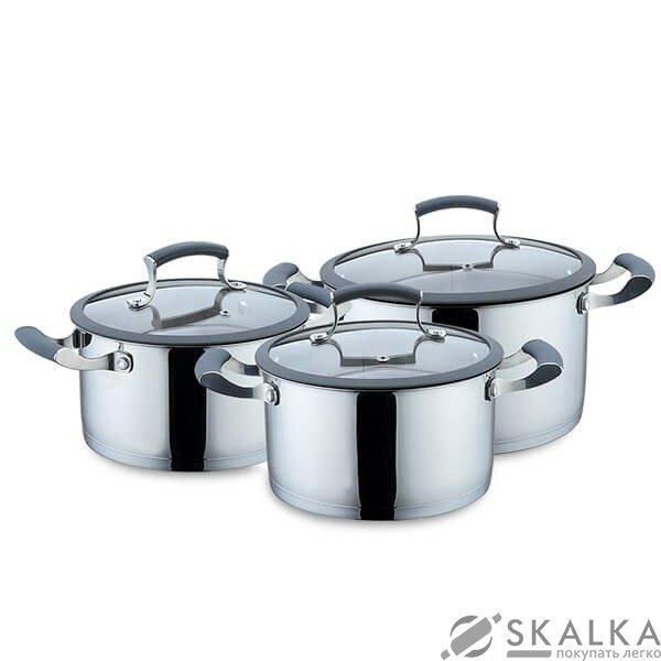 На фото Набор посуды Maestro ст.крыш.,силик.руч. из 6 предметов (MR-3513-6)