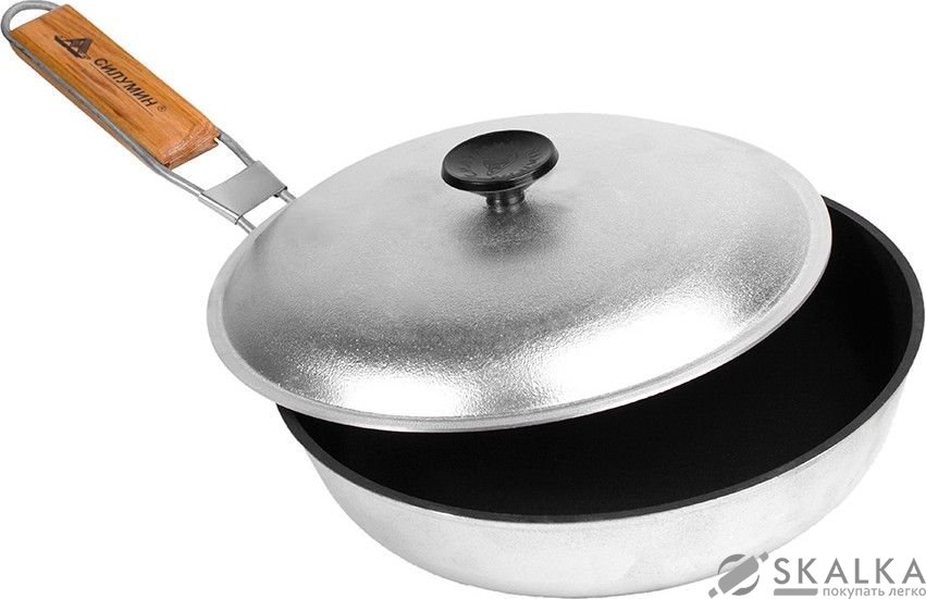 Сковорода походная с антипригарным покритием с ручкой Силумин (БлС26) На фото Сковорода походная с антипригарным покритием с ручкой Силумин (БлС26)