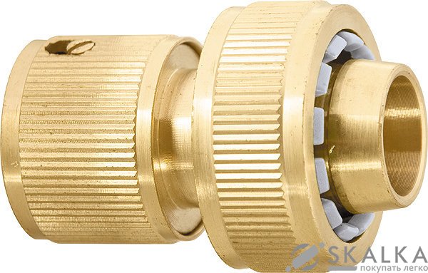 На фото Соединитель PALISAD латунный быстросъемный для шланга 3/4", аквастоп (66265)