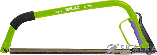 На фото Пила лучковая PALISAD 530 мм, двухкомпонентная рукоятка, защитная кулиса (60420)