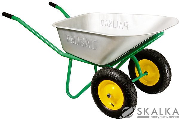 Тачка строительная PALISAD 2-х колесная, усиленная, грузоподъемность 320 кг, объем 100 л (68923) На фото Тачка строительная PALISAD 2-х колесная, усиленная, грузоподъемность 320 кг, объем 100 л (68923)