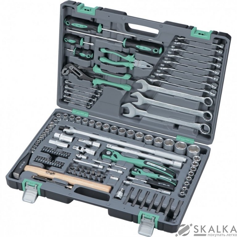 На фото Набор инструментов STELS 1/4" 1/2" Cr-V S2 усиленный кейс 119 предметов (14112)