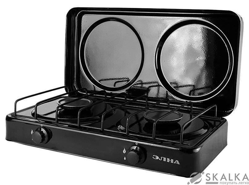 На фото Плитка газовая Elna двухконфорочная с крышкой (Елна-01П)