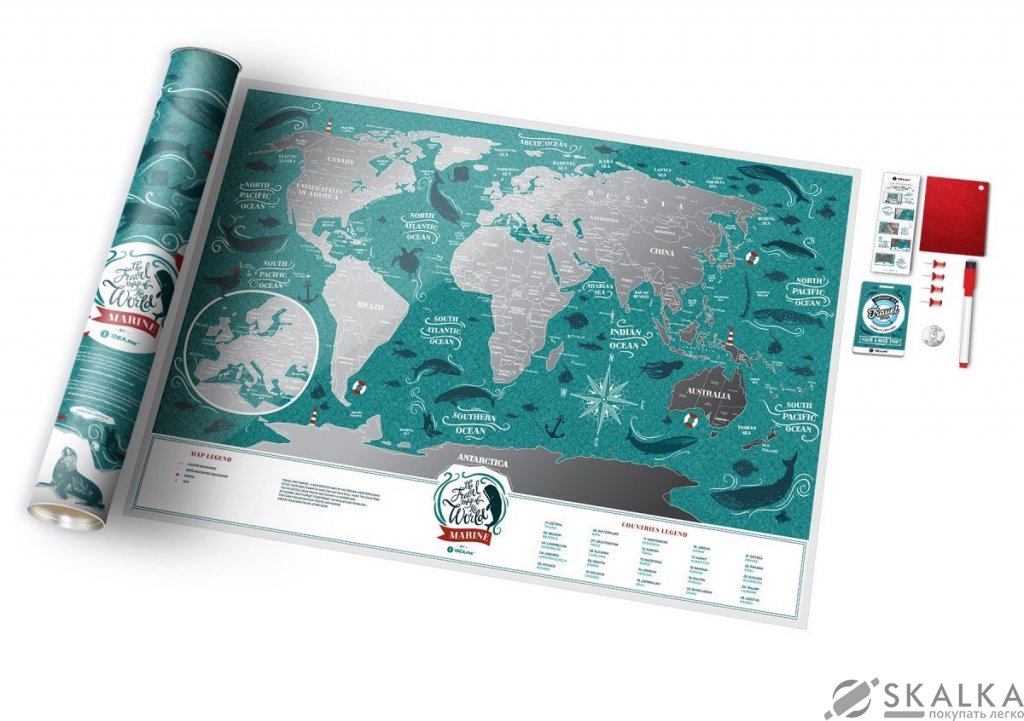 Скретч-карта мира Travel Map Marine World англ (тубус) На фото Скретч-карта мира Travel Map Marine World англ (тубус)
