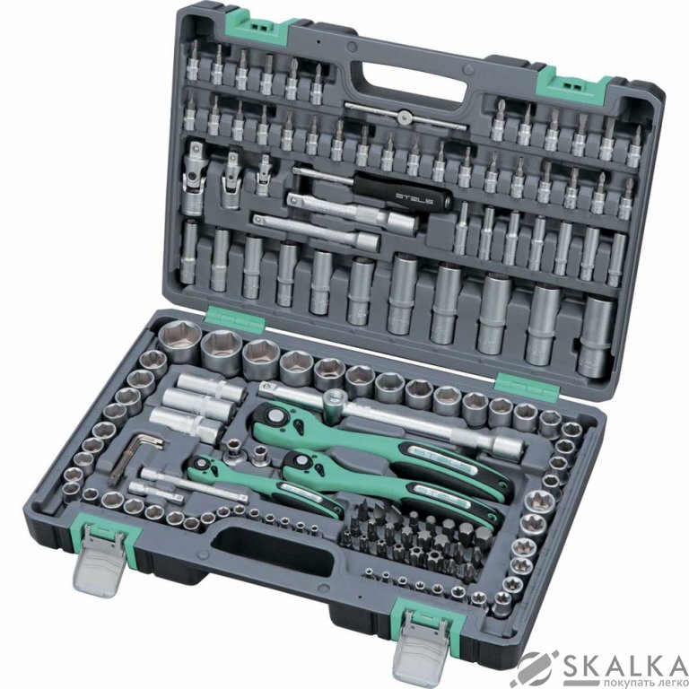 На фото Набор инструментов STELS 1/4 " 3/8" 1/2 " Cr-V S2 усиленный кейс 151 предметов (14114)