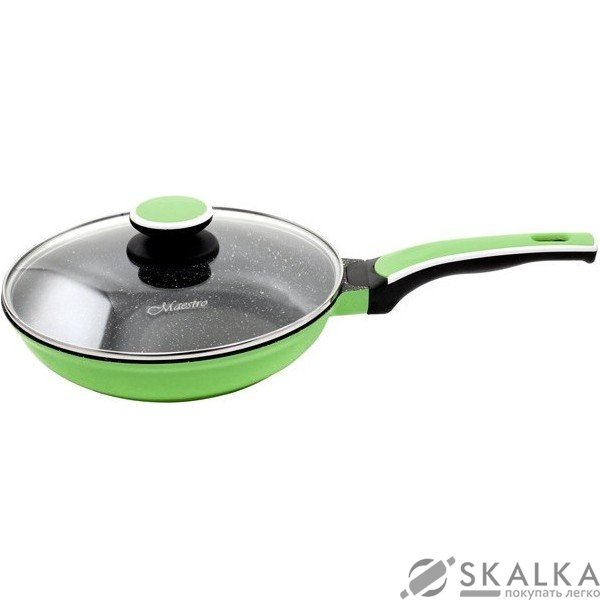 Сковорода Maestro Ceramic с крышкой 26 см зеленая (MR-1220-26) На фото Сковорода Maestro Ceramic с крышкой 26 см зеленая (MR-1220-26)