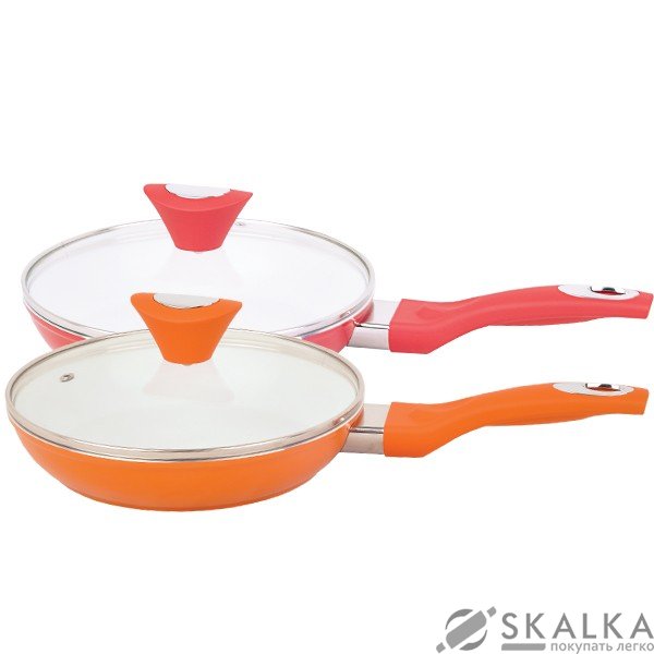 На фото Сковорода Maestro Ceramic с крышкой 24 см красная(MR-1209-24)