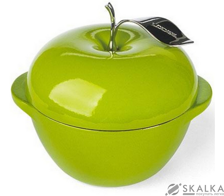 На фото Кастрюля Lodge Cast Iron в форме яблока чугунная GREEN (E3AP50)
