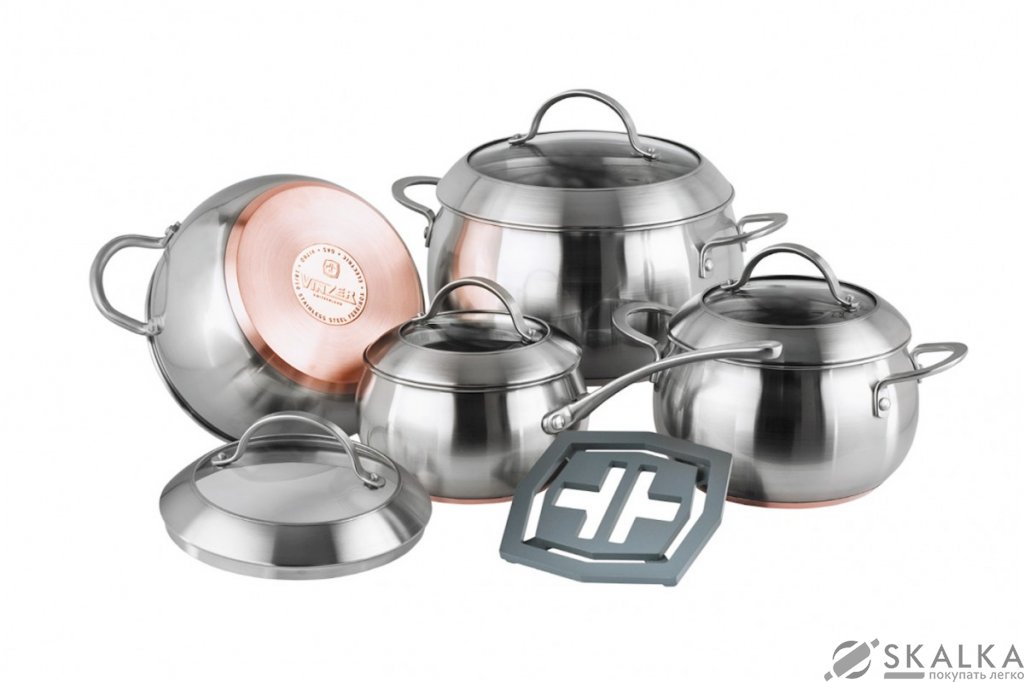 На фото Набор посуды Vinzer Majestic Optima 9 предметов (89041)