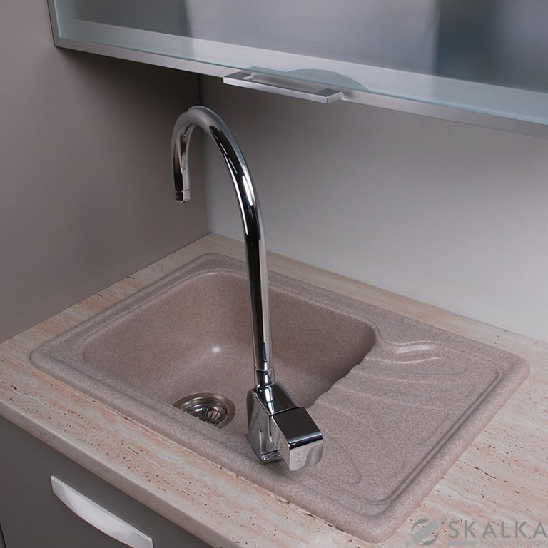 На фото Кухонная мойка Fancy Marble (Буль-Буль) FILADELFIA 640х435х195 песочная (103067001)