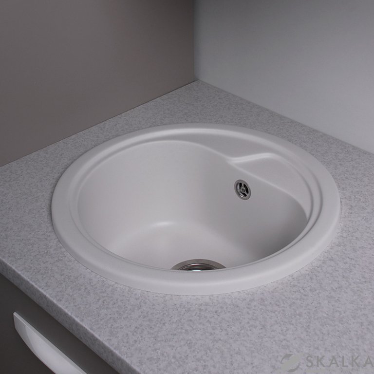 Кухонная мойка Fancy Marble (Буль-Буль) NEVADA 450х450х210 белая(104040001) На фото Кухонная мойка Fancy Marble (Буль-Буль) NEVADA 450х450х210 белая(104040001)