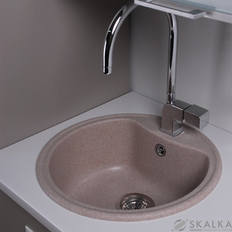 На фото Кухонная мойка Fancy Marble (Буль-Буль) TEXAS 510х510х190 песочная (101057001)