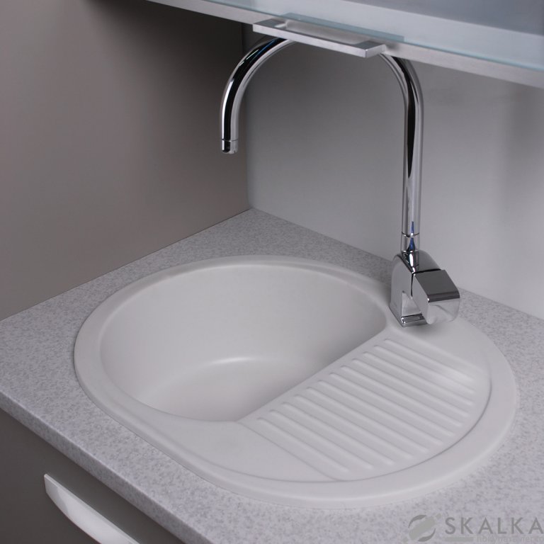 Кухонная мойка Fancy Marble (Буль-Буль) YUTA 620х470х190 белая (102060001) На фото Кухонная мойка Fancy Marble (Буль-Буль) YUTA 620х470х190 белая (102060001)