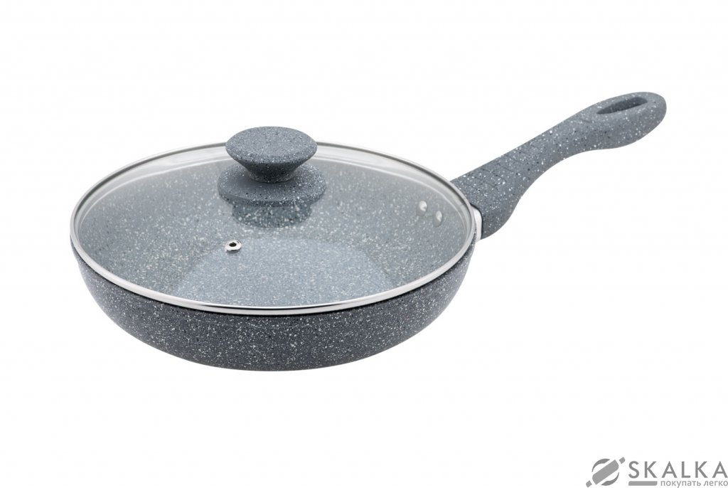 На фото Сковорода Granchio Pietra naturale induzione с крышкой 24х5.5 см (88151)
