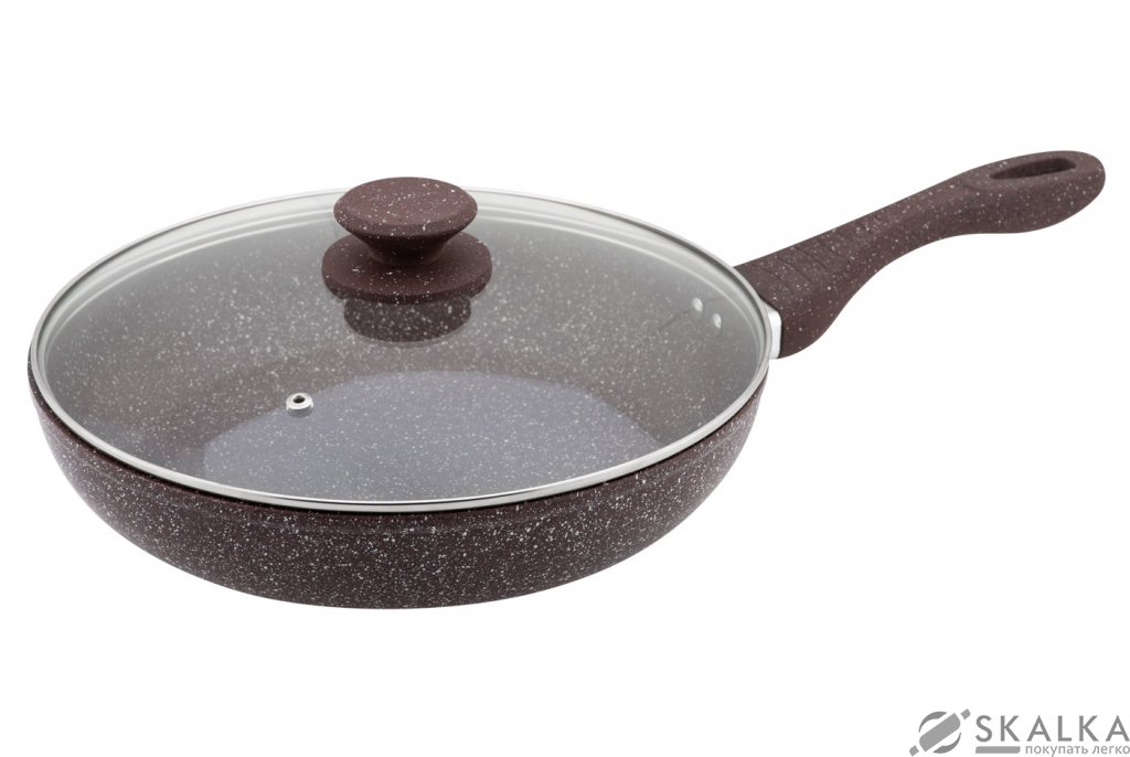На фото Сковорода Granchio Pietra naturale induzione с крышкой 28х6 см (88158)