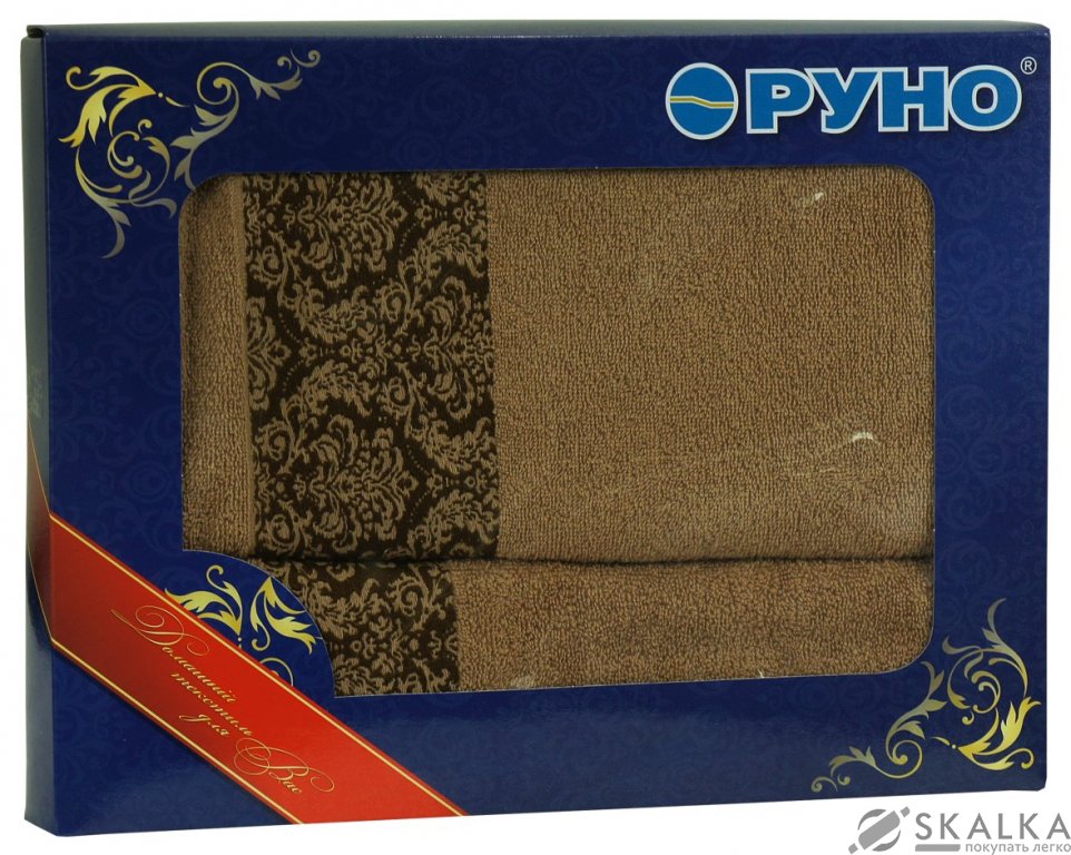 На фото Комплект махровых полотенец Руно 50x90 и 70x140 см Бежевые (433.09ТЖУ_бежевий)