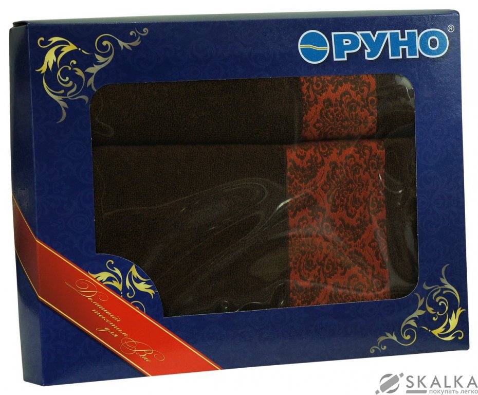 На фото Комплект махровых полотенец Руно 50x90 и 70x140 см Шоколадные (433.09ТЖУ_шоколад)