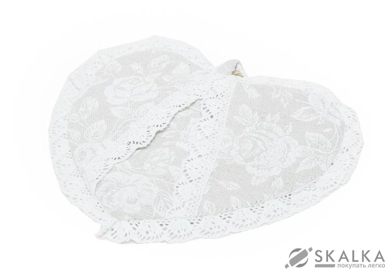 На фото Прихватка Прованс Сердце White Rose с кружевом 18х18 см (.003713)