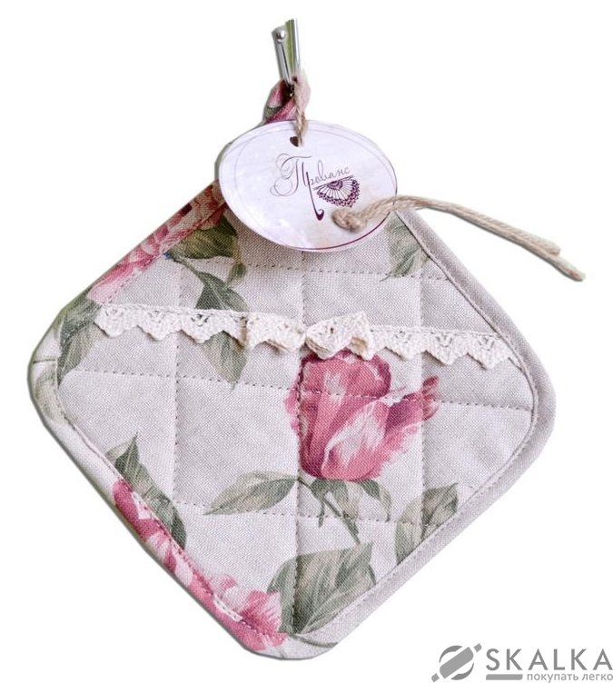 На фото Прихватка Прованс Large pink Rose с кружевом 20х20 см (.003717)