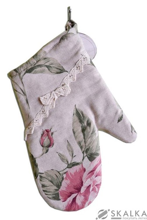 Рукавичка Прованс Large pink Rose с кружевом (.03724) На фото Рукавичка Прованс Large pink Rose с кружевом (.03724)