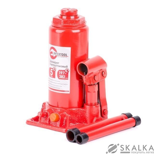 На фото Домкрат бутылочный Intertool одноштоковый 5т (GT0023)
