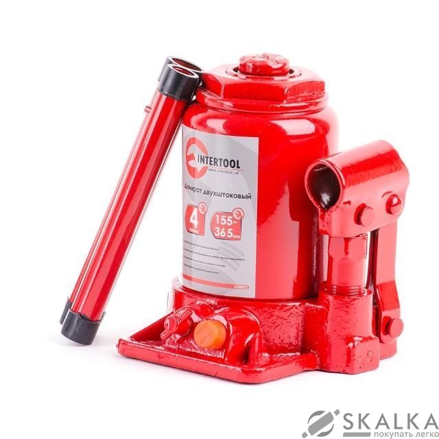 На фото Домкрат бутылочный Intertool 2-хштоковый 4т (GT0032)