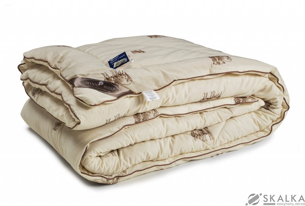 На фото Одеяло Руно Овечья шерсть 200x220 см Бежевое (322.02SHEEP)