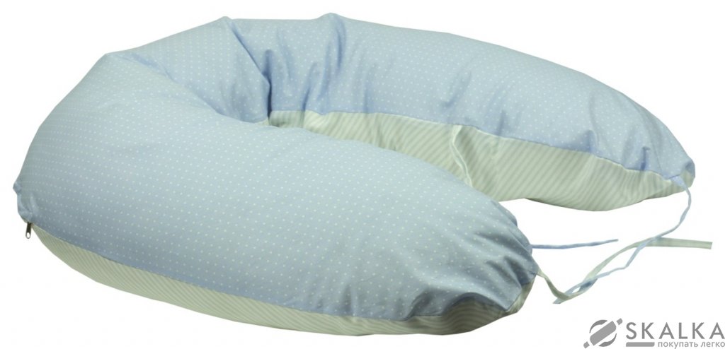 На фото Подушка для кормления Руно Панда Бамбук 30x175 см Голубой горошек + полоска (969БВУ_блакитний)