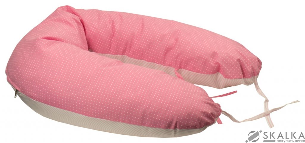 На фото Подушка для кормления Руно Панда Бамбук 30x175 см Розовый горошек + полоска (969БВУ_рожевий)