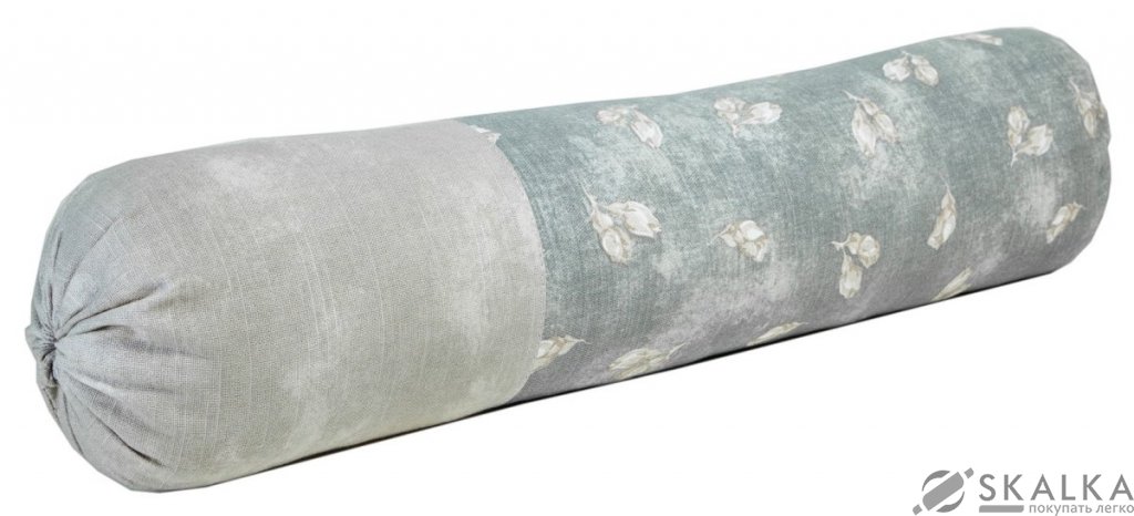 На фото Подушка декоративная валик Прованс Allure Бутоны 12х60 см Голубая (.000023)