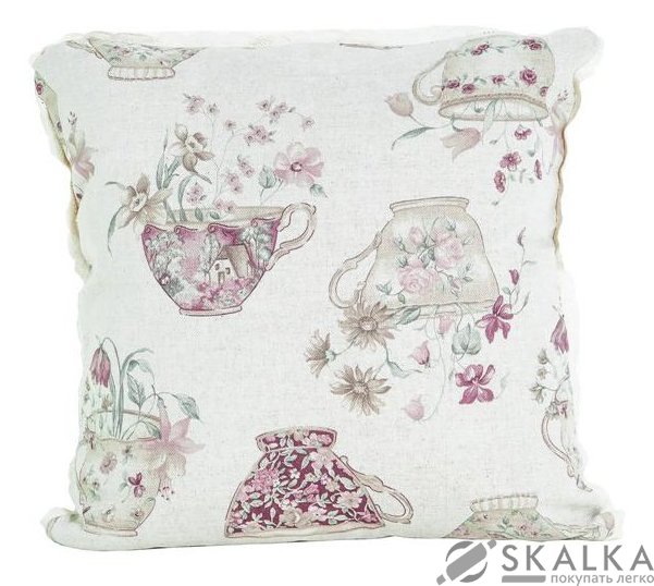 На фото Подушка декоративная Прованс Cups 40x40 см Белая с мережкой (.003687)