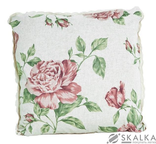 Подушка декоративная Прованс Large pink Rose 40x40 см с мережкой (.003690) На фото Подушка декоративная Прованс Large pink Rose 40x40 см с мережкой (.003690)